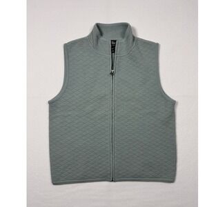 Quiet Luxury Woolrich 100% Wool Quilted Knit Vest Womens S Light Teal